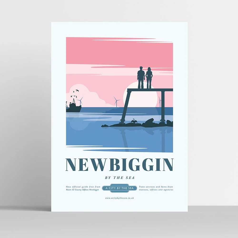 Newbiggin-by-the-Sea Travel Poster Print