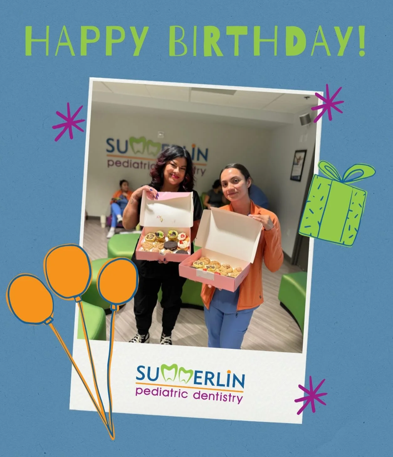 🎉 Nothing says happy birthday like Crumbl cookies! 🥳🎂 Celebrating our amazing team members Marina &amp; Aylin with sweet treats and big smiles. We love making birthdays extra special here at the office! 🍪💕

#PediatricDentistry #OfficeCelebration
