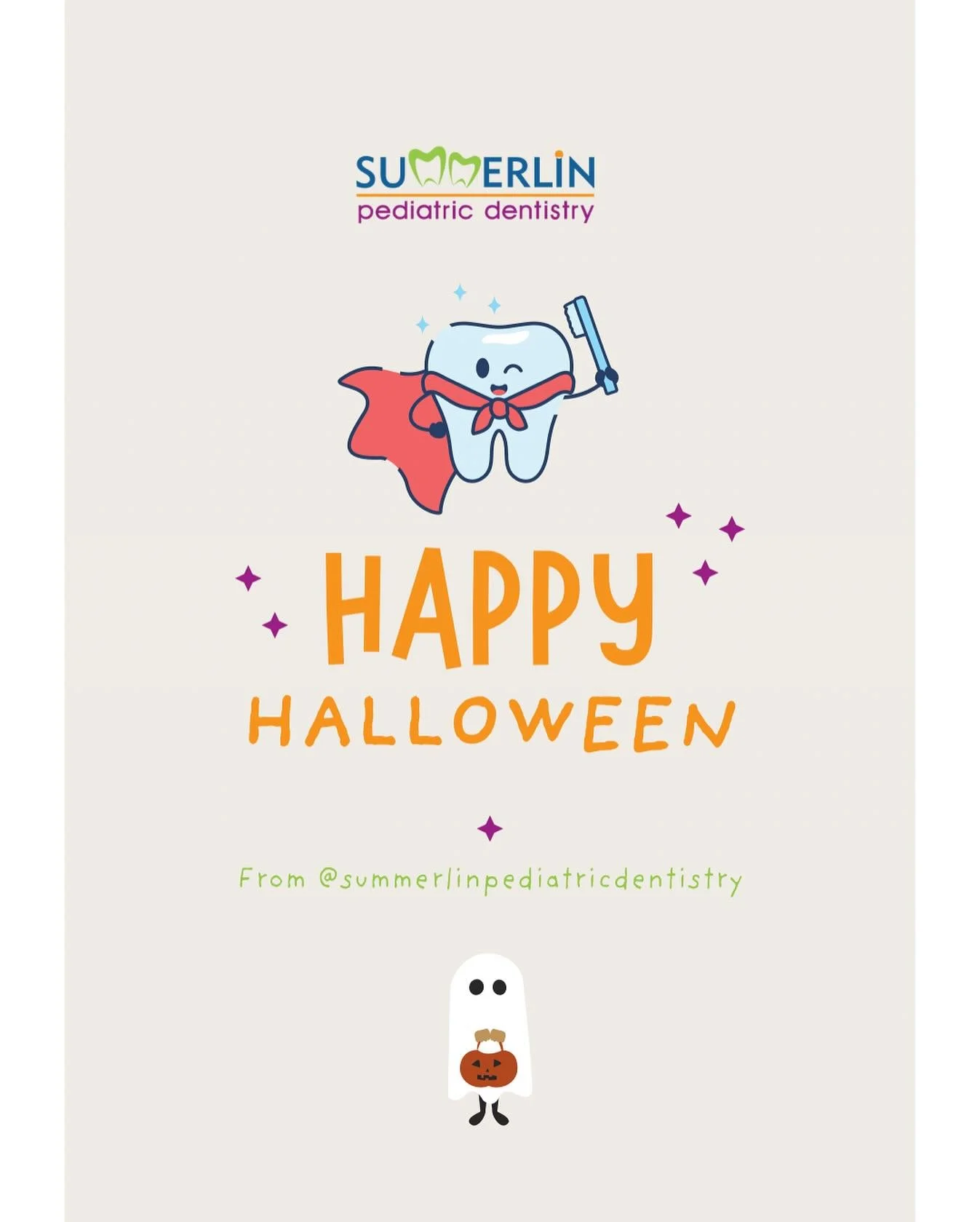 Wishing our little ghouls and goblins a fang-tastic Halloween! Don&rsquo;t forget to brush away those candy monsters! 🪥🎃🧡

 #HappyHalloween #SpookySmiles #SummerlinPediatricDentistry