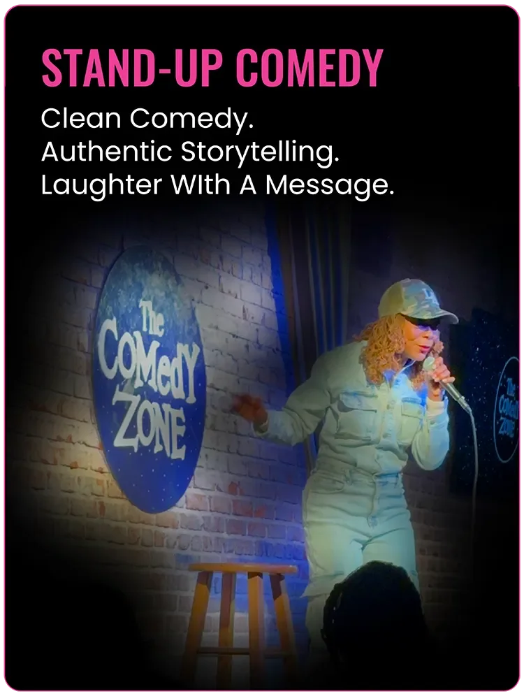 Stand up comedy. Clean comedy. authentic storytelling. laughter with a message.