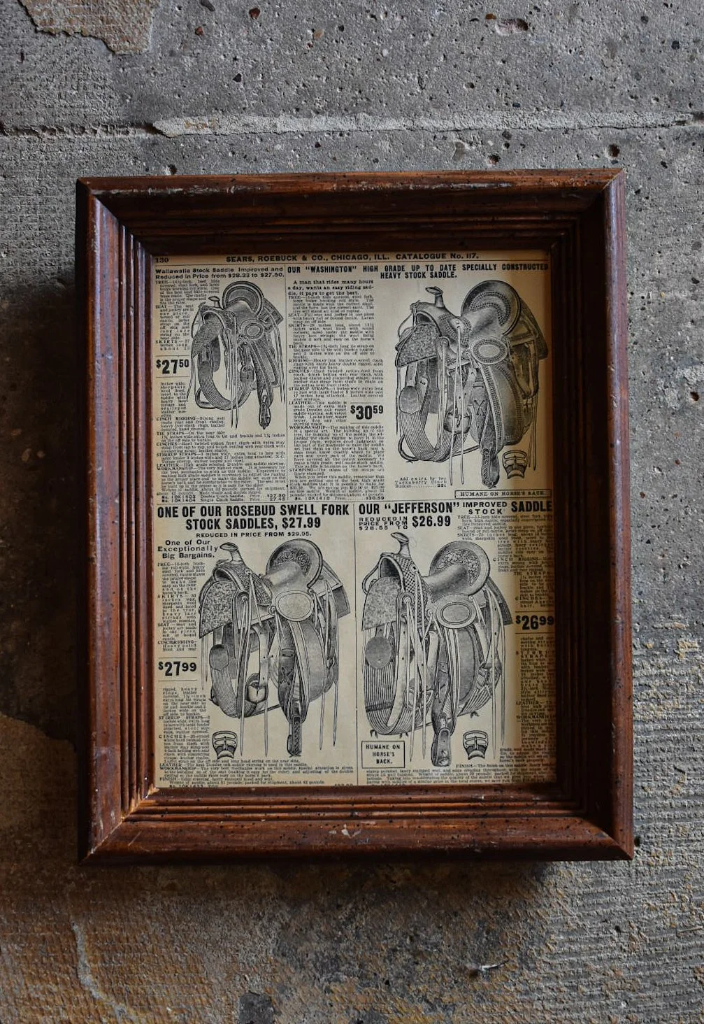 Framed Antique 1908 Sears Catalog Page