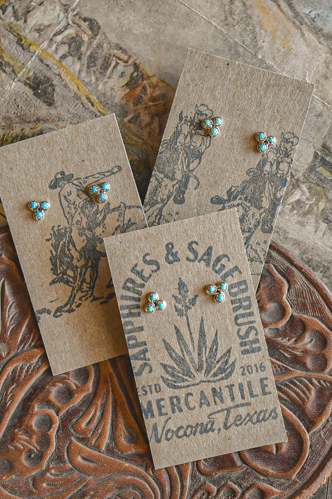 Triple Point Turquoise Studs