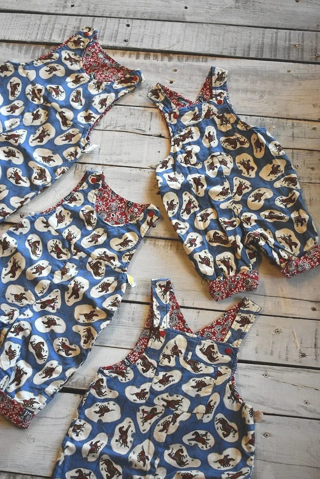 Light Blue Cowboy Print Rompers/Overalls