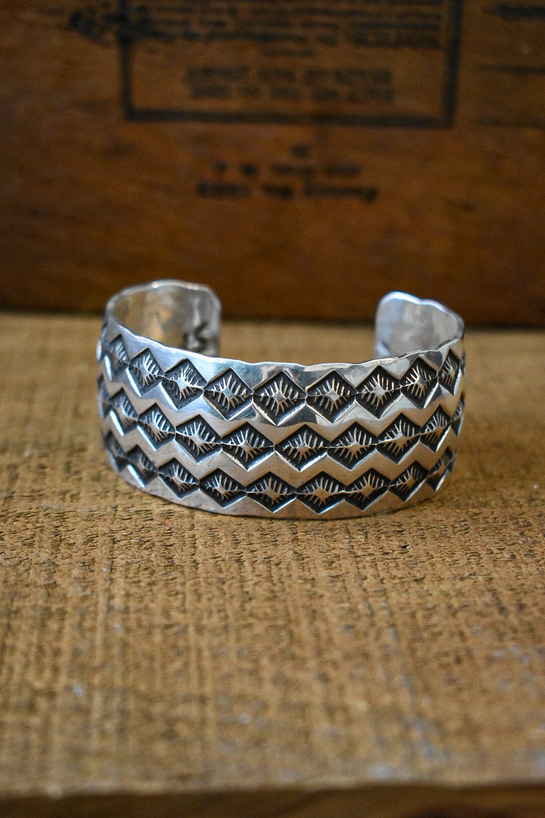 Sterling Silver Stamped Wide Cuff Bracelet
