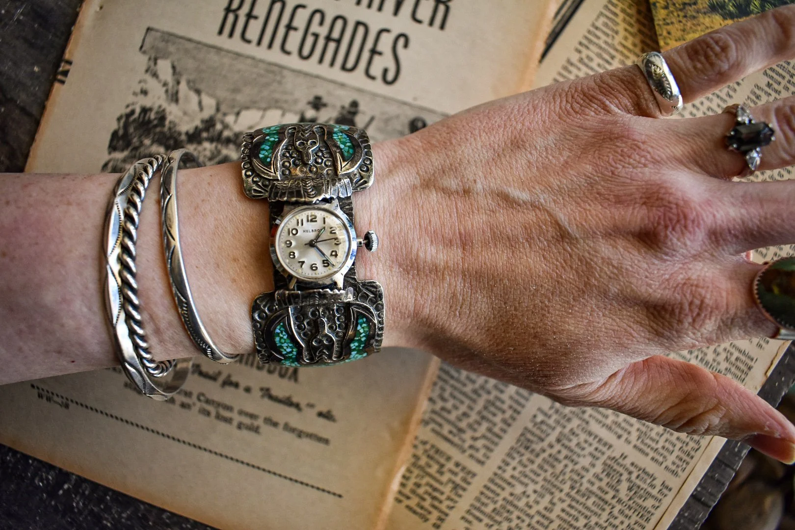 Peyote Bird Silver and Brown Watch Vintage Watches Lot of 2- Peyote Bird Watch - Steampunk  main image 3