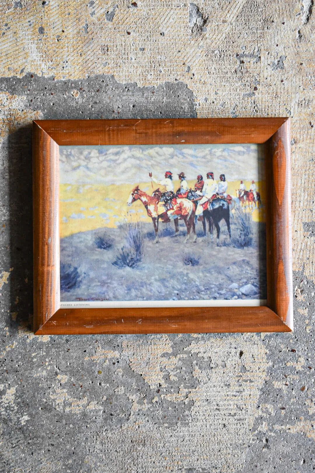 "Apaches Listening - Vintage Framed Remington Print