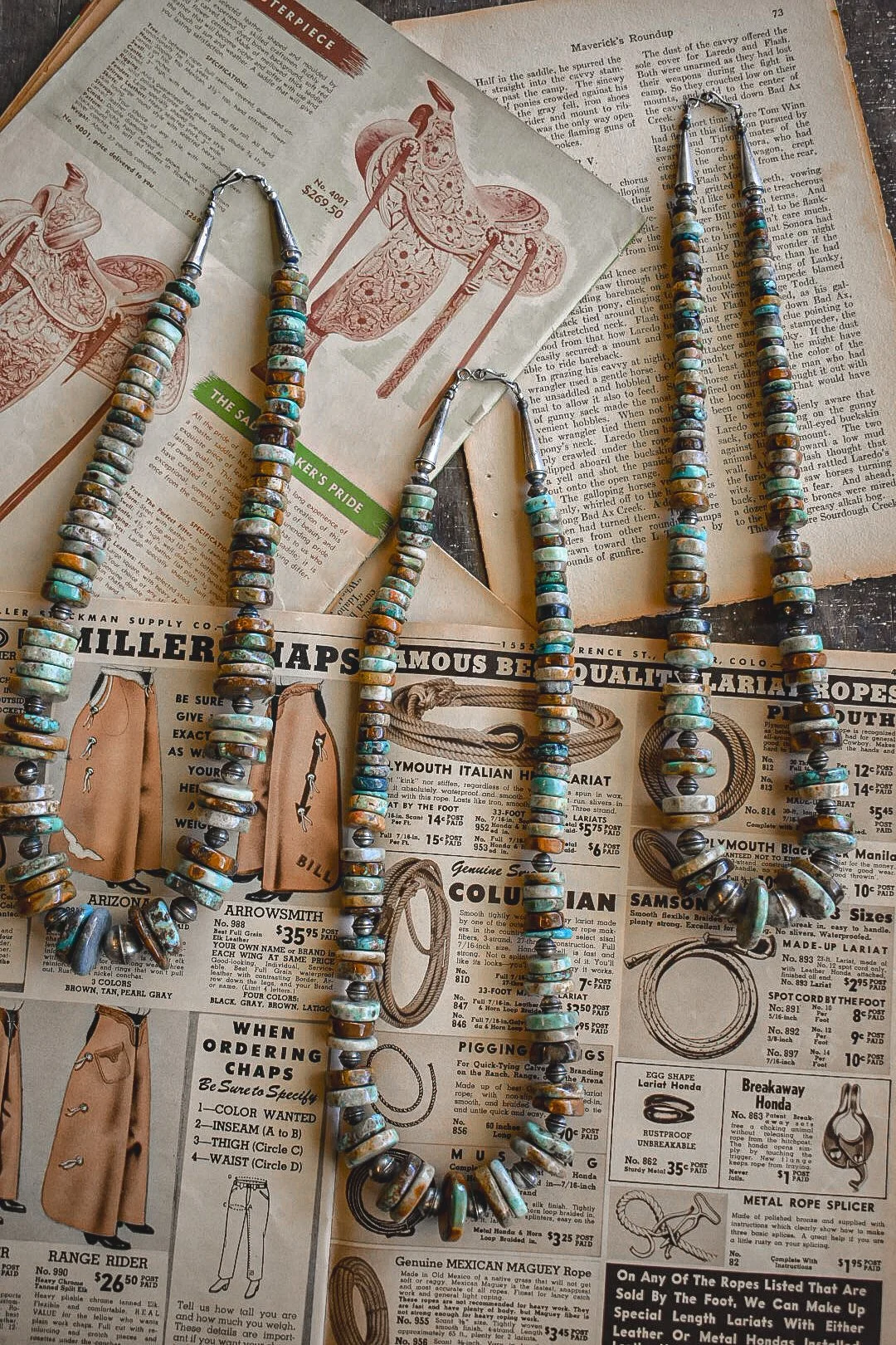 Graduated Turquoise and Vintage Sterling Necklaces
