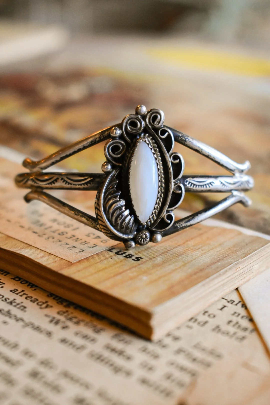 Vintage Sterling and Mother of Pearl Cuff