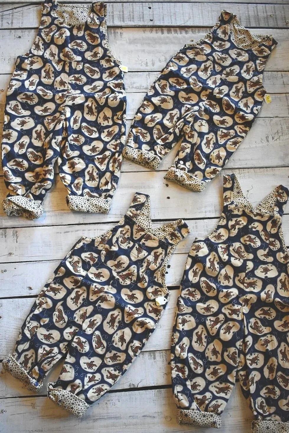 Navy Cowboy Print Rompers/Overalls