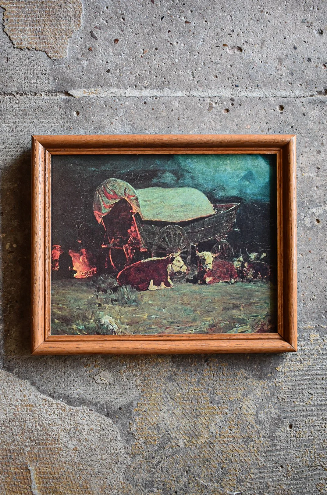 "The Wagon Camp" - Vintage Framed F.T. Johnson Print