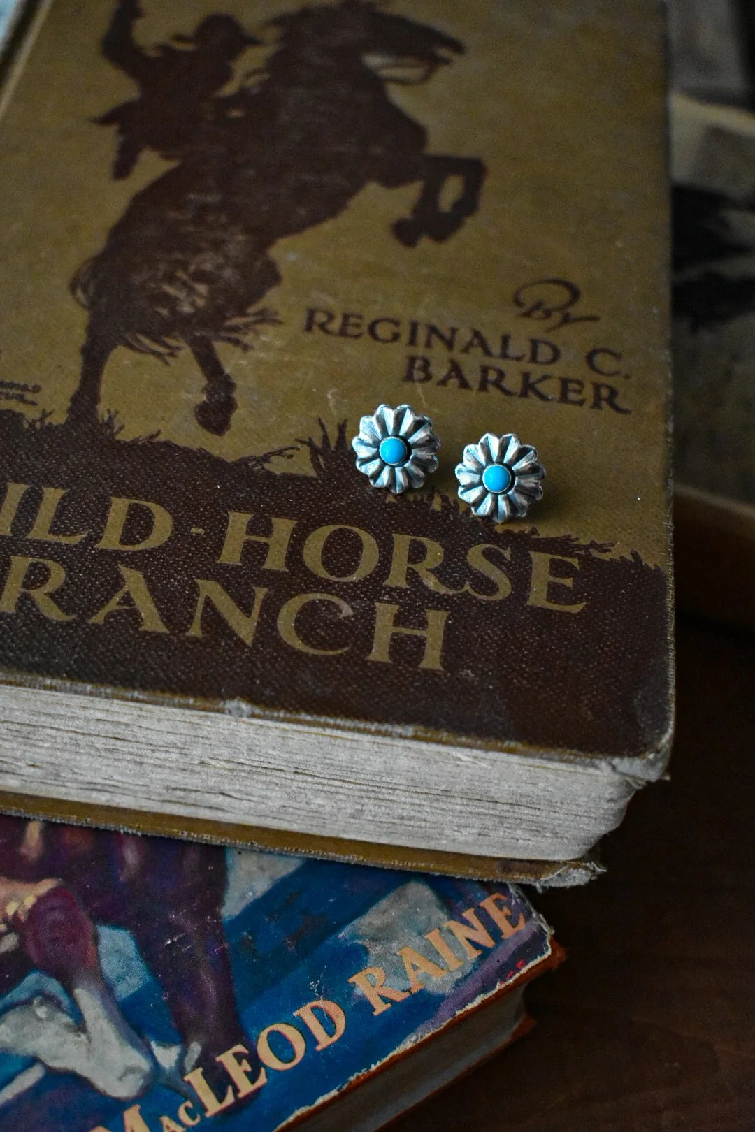 Sterling and Turquoise Flower Studs
