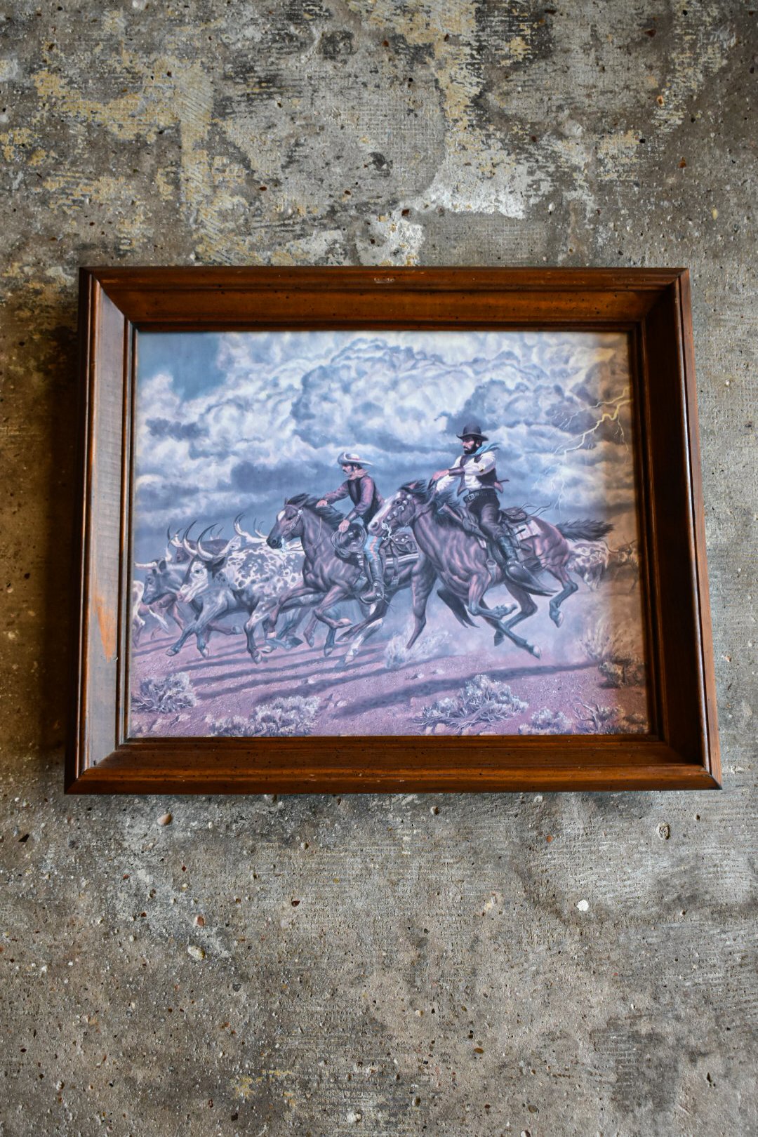 "Cattle Drive" - Vintage Framed Joe Grandee Print