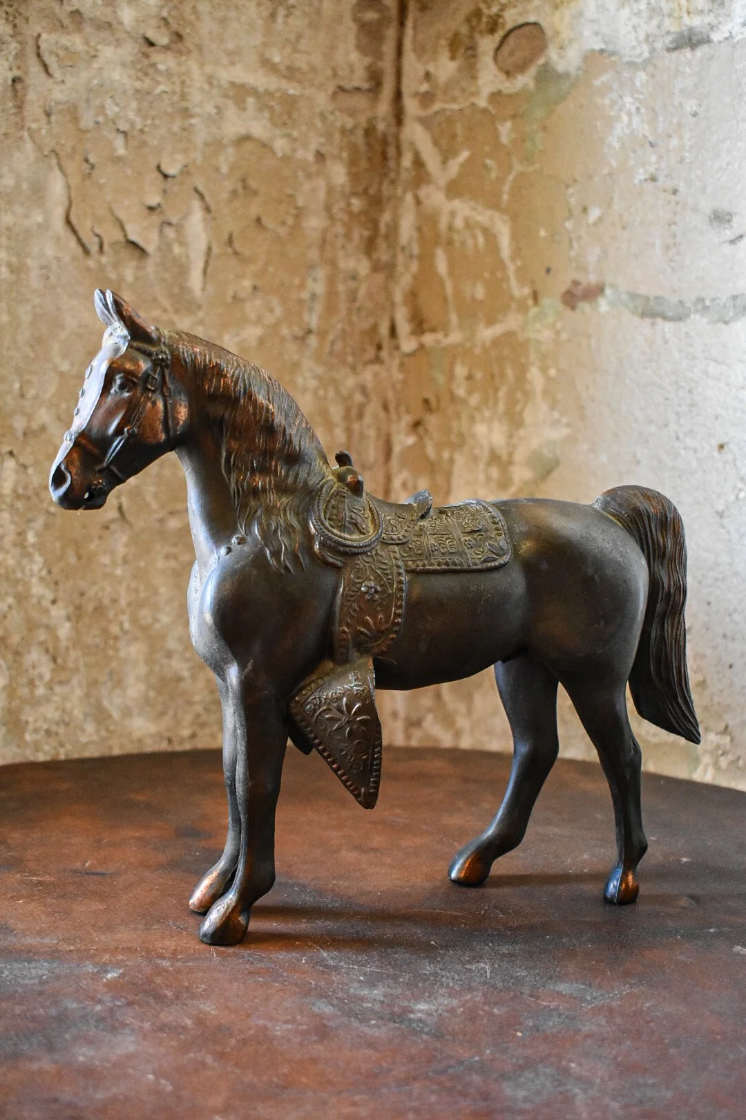 Large Vintage Copper Carnival Horse