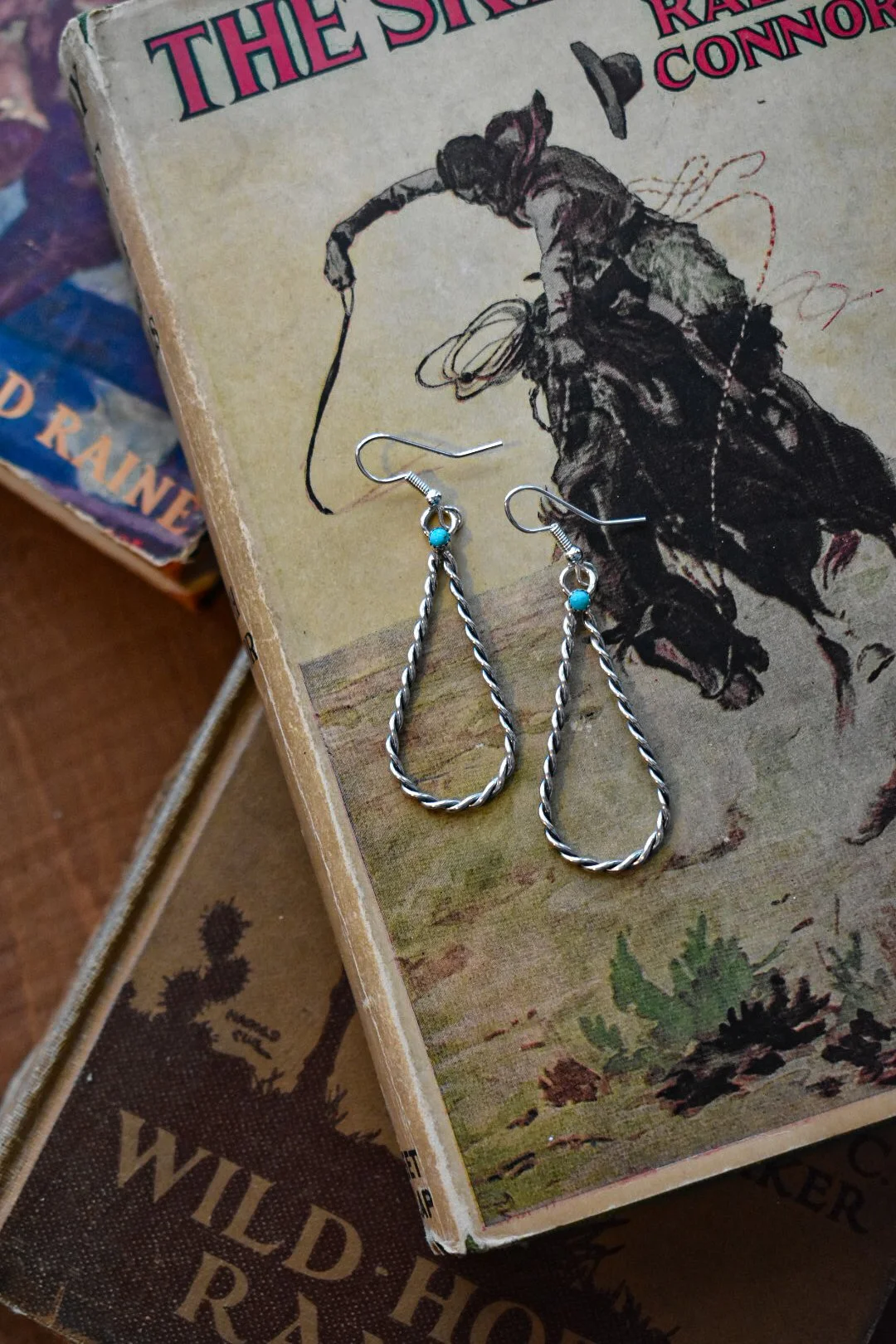 The Remy Turquoise and Twisted Sterling Teardrop Earrings