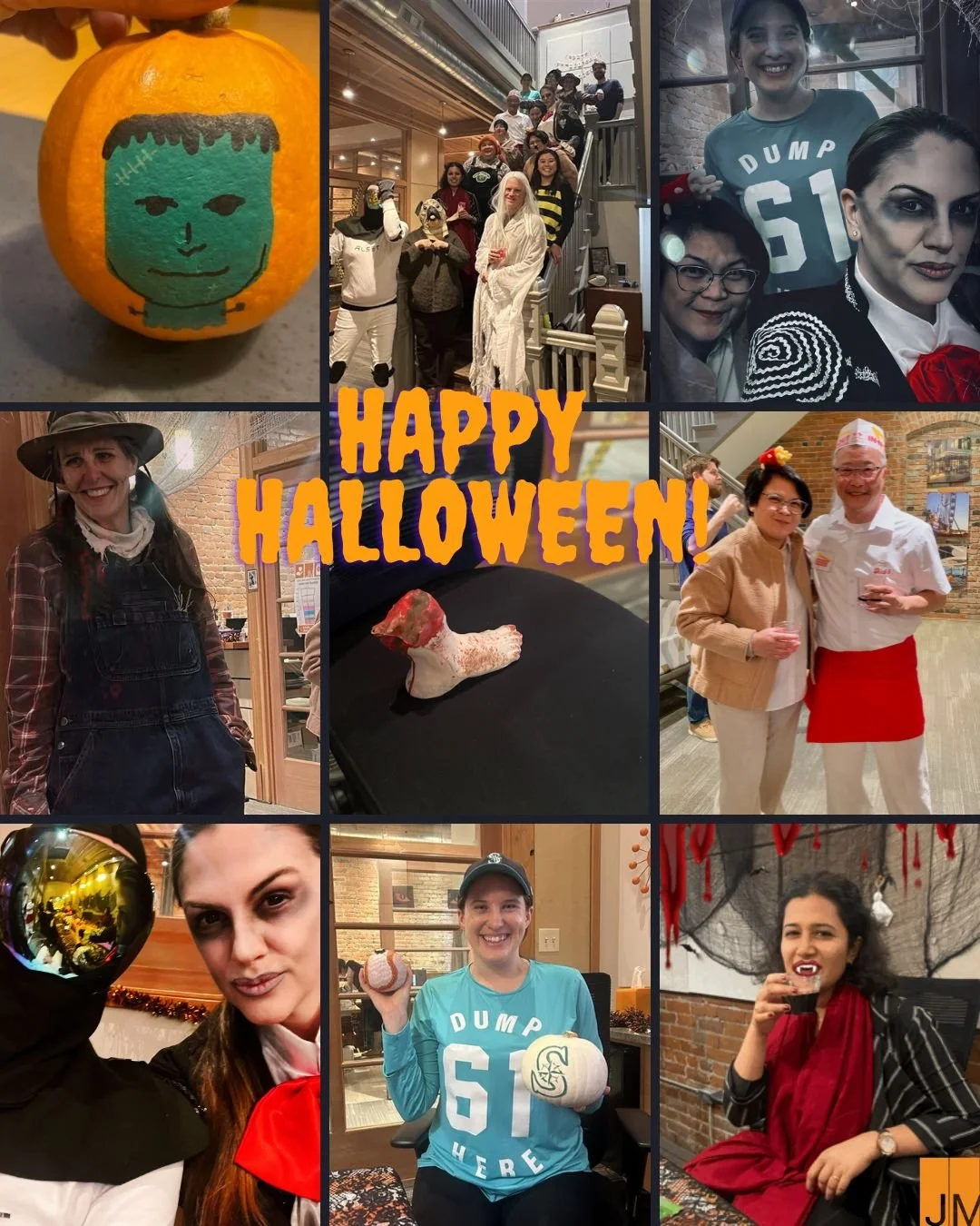 Our annual JMA Halloween party was a scream. We put our best foot forward (see center) and celebrated in spooky style. See the second page for all of our pumpkins pumpkining. Happy Halloween!

#happyhalloween #jma #itsspookyseason #whosafraidofthedar