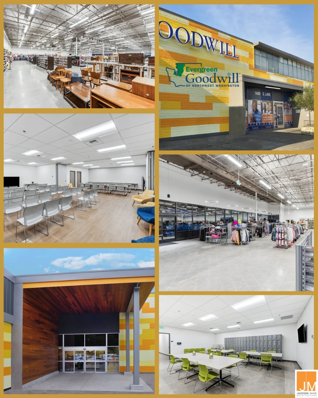 Jackson | Main Architecture, P.S., (JMA) has been instrumental in transforming the built environment for Goodwill Industries, impacting over 28 retail stores, and 8 training and education facilities scattered across Western Washington. Additionally, 