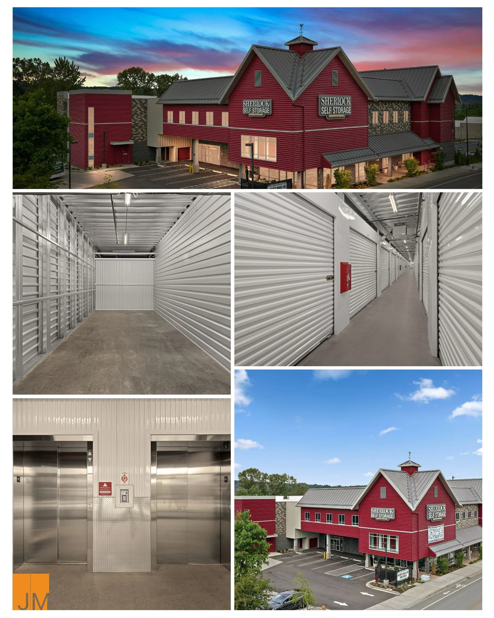 Jackson | Main Architecture, P.S. (JMA) provided architectural services for @sherlockselfstorage's 89,407 SF facility in rural King County, with 592 storage units over four levels. Architectural expression draws inspiration from a nearby historic bar