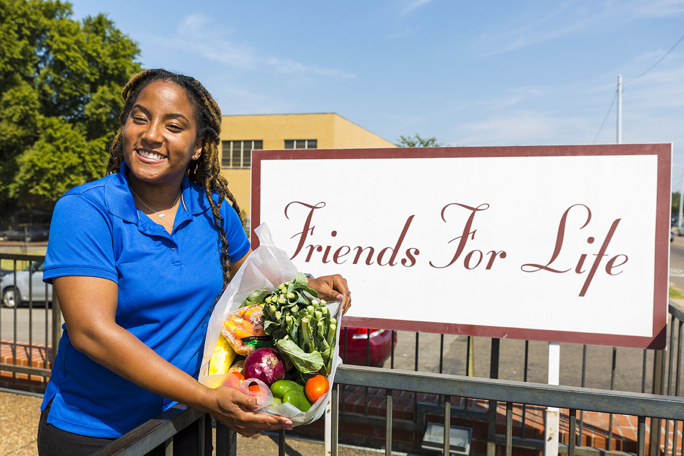 Cymone Merritt of Friends for Life at the Food Pantry