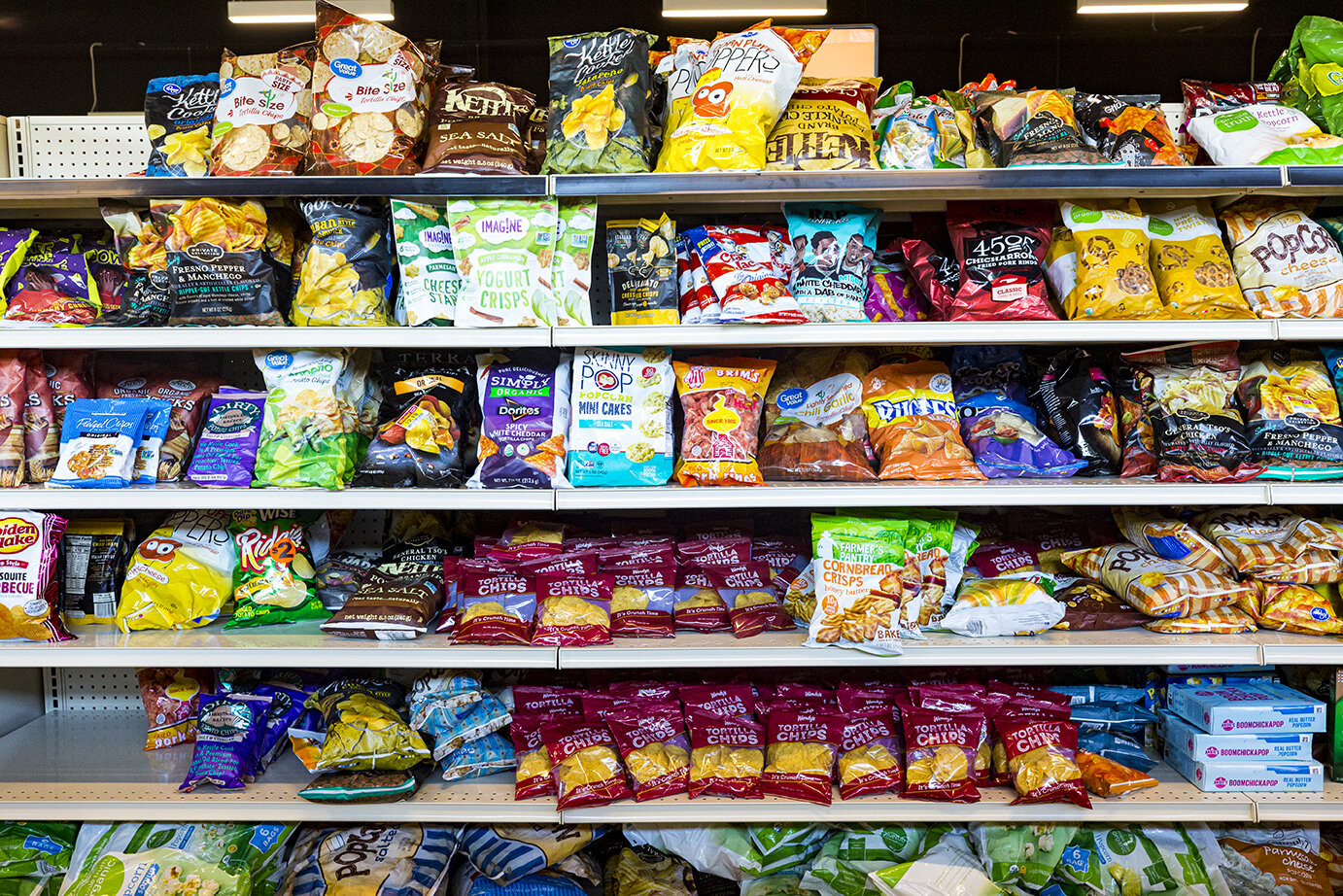 Filled shelves in the Agency Mart of the Mid-South Food Bank