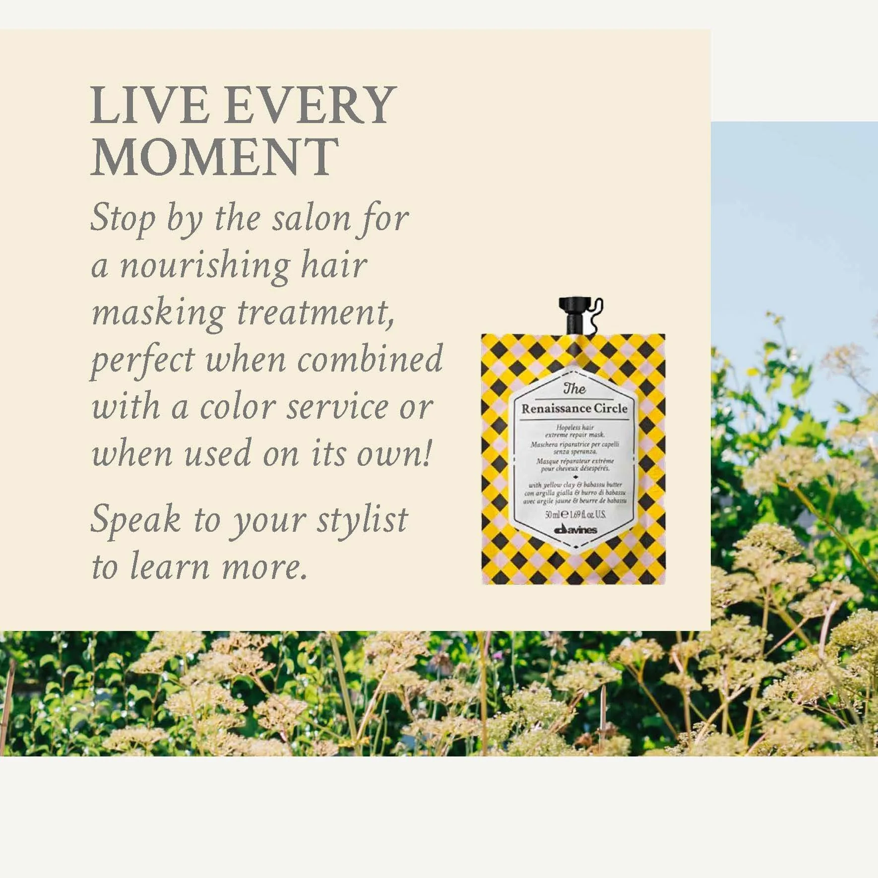 🍃#davines #davinessalon #circlecronicles PROMO ALERT: Buy any 2 Essentail Haircare products and receive a complimentary Renaissance Circle hair mask.