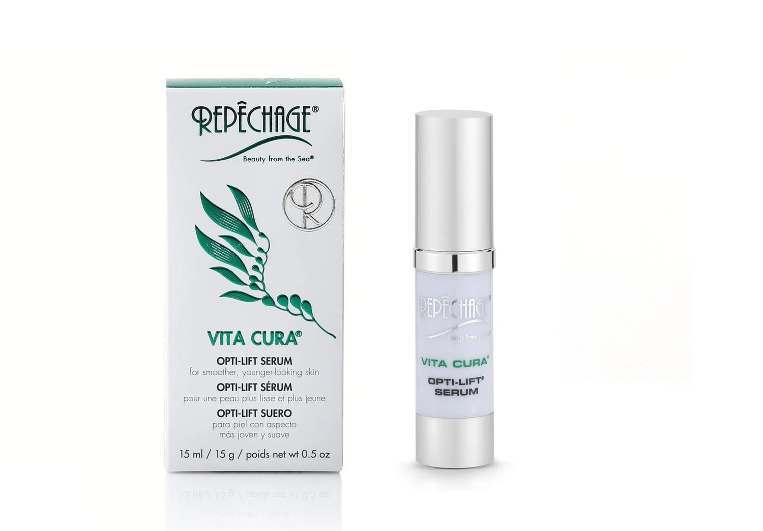 Vita Cura Opti Lift Serum: This product contains a three-dimensional polymer that provides a temporary tensile lift. Opti Lift Serum helps to diminish the appearance of crow’s feet as well as other visible signs of aging when you gently press it into the skin. This product can be layered underneath your regular moisturizer and even used as an eye cream to diminish puffiness! Good For: Mature Skin, Preventative Aging