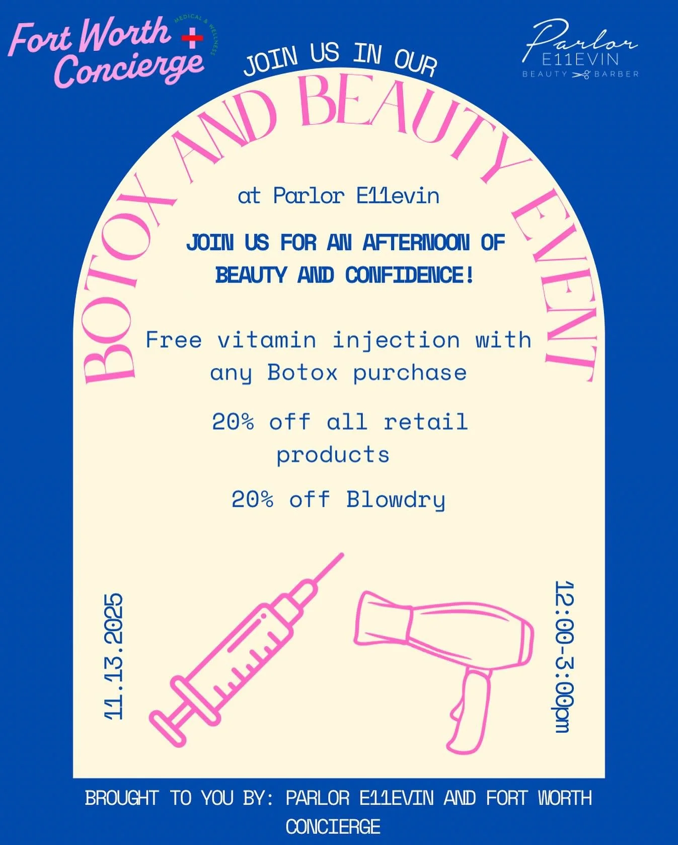 Join us for our upcoming Botox and Beauty event! We&rsquo;re so excited to be collaborating with our friends at @fortworthconciergeplus and we can&rsquo;t wait to make you ladies feel beautiful 💕💙