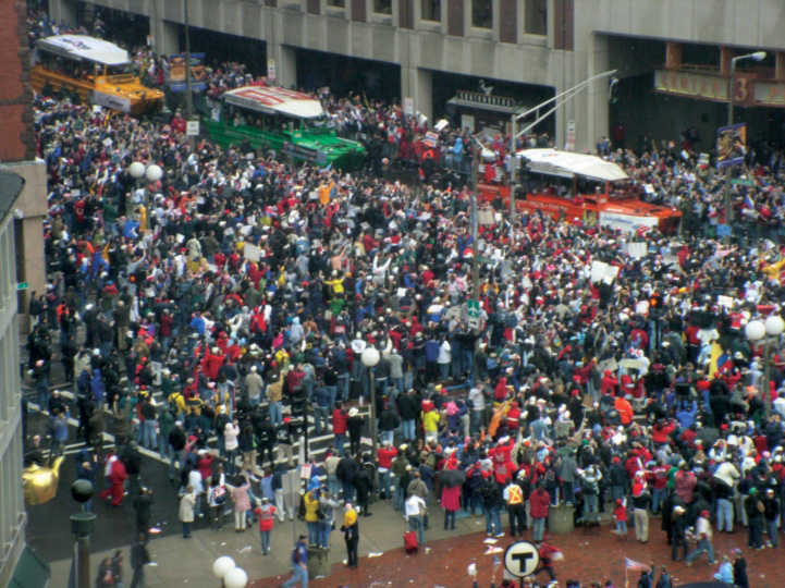 Red Sox players parade through Boston streets after World Series