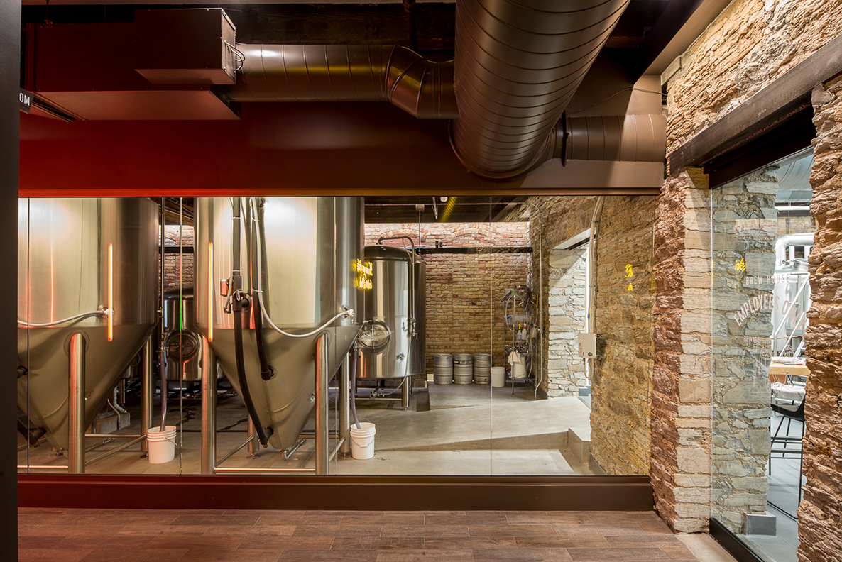 New brewing area in historic building remodeled by Christian Dean Architecture.