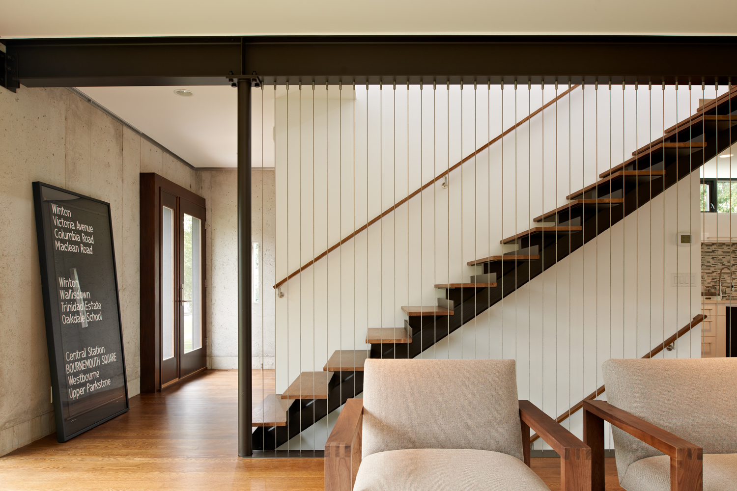 Custon open stair with cable rail by Christian Dean Architecture