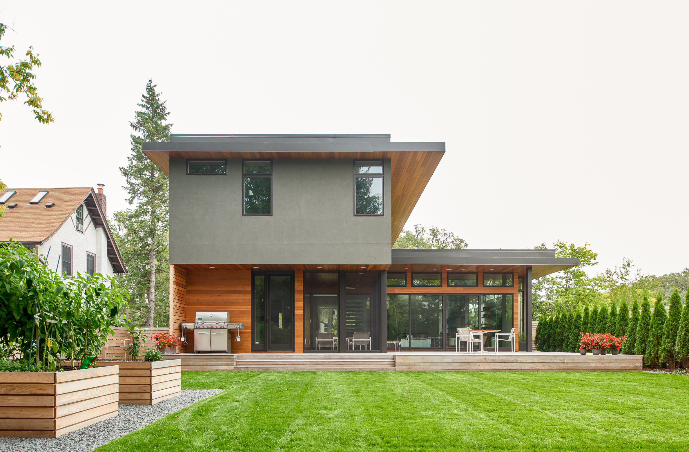 Modern wood and stucco home designed by Christian Dean Architecture