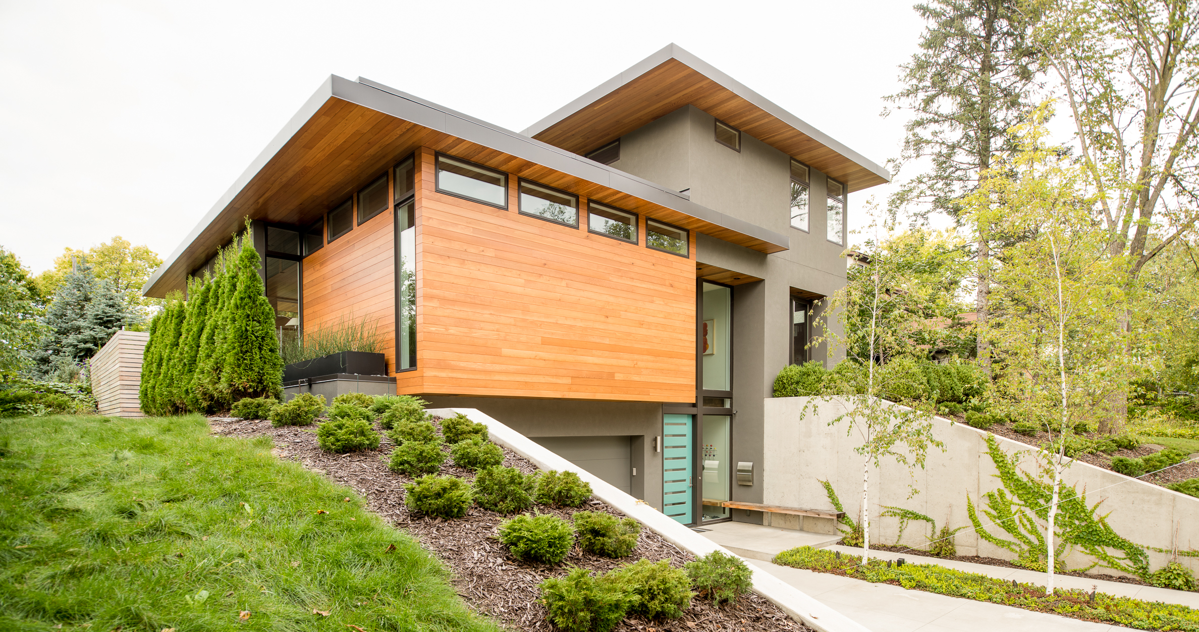 Modern wood and stucco home designed by Christian Dean Architecture
