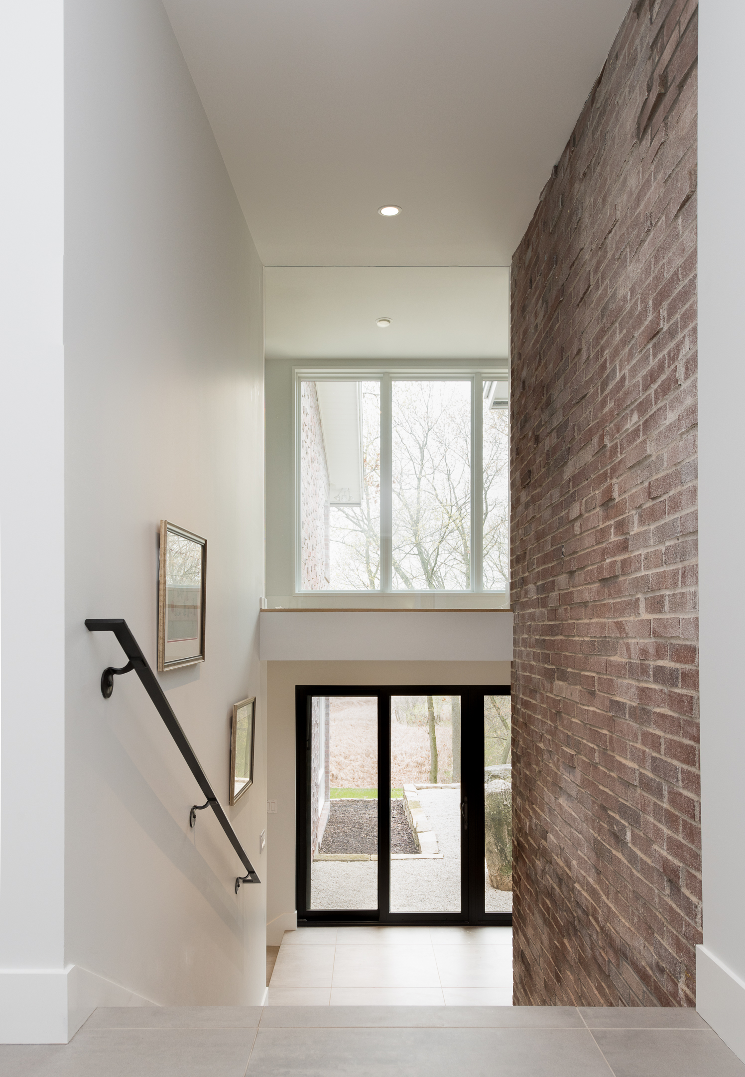 Interior brick staircase wall