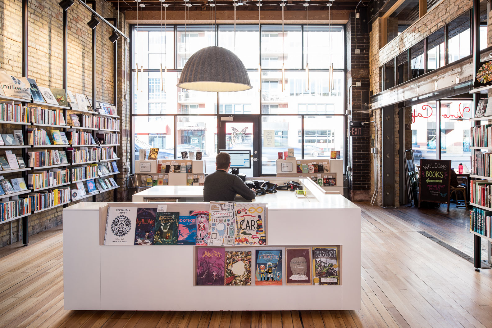 modern bookstore in historic building milkweed bookstore in minneapolis designed by christian dean architecture