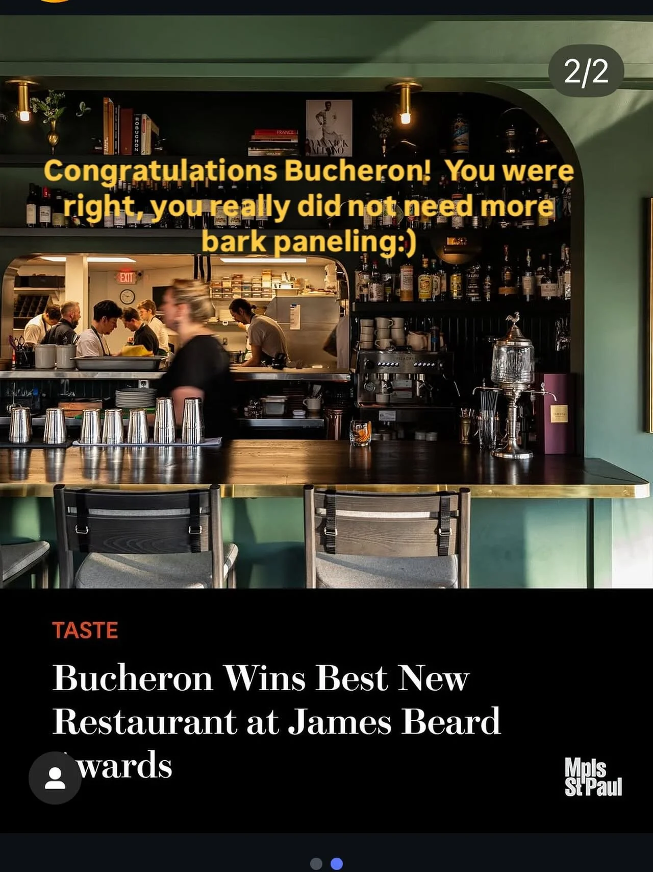 Congrats @bucheronmpls , this is so well deserved.