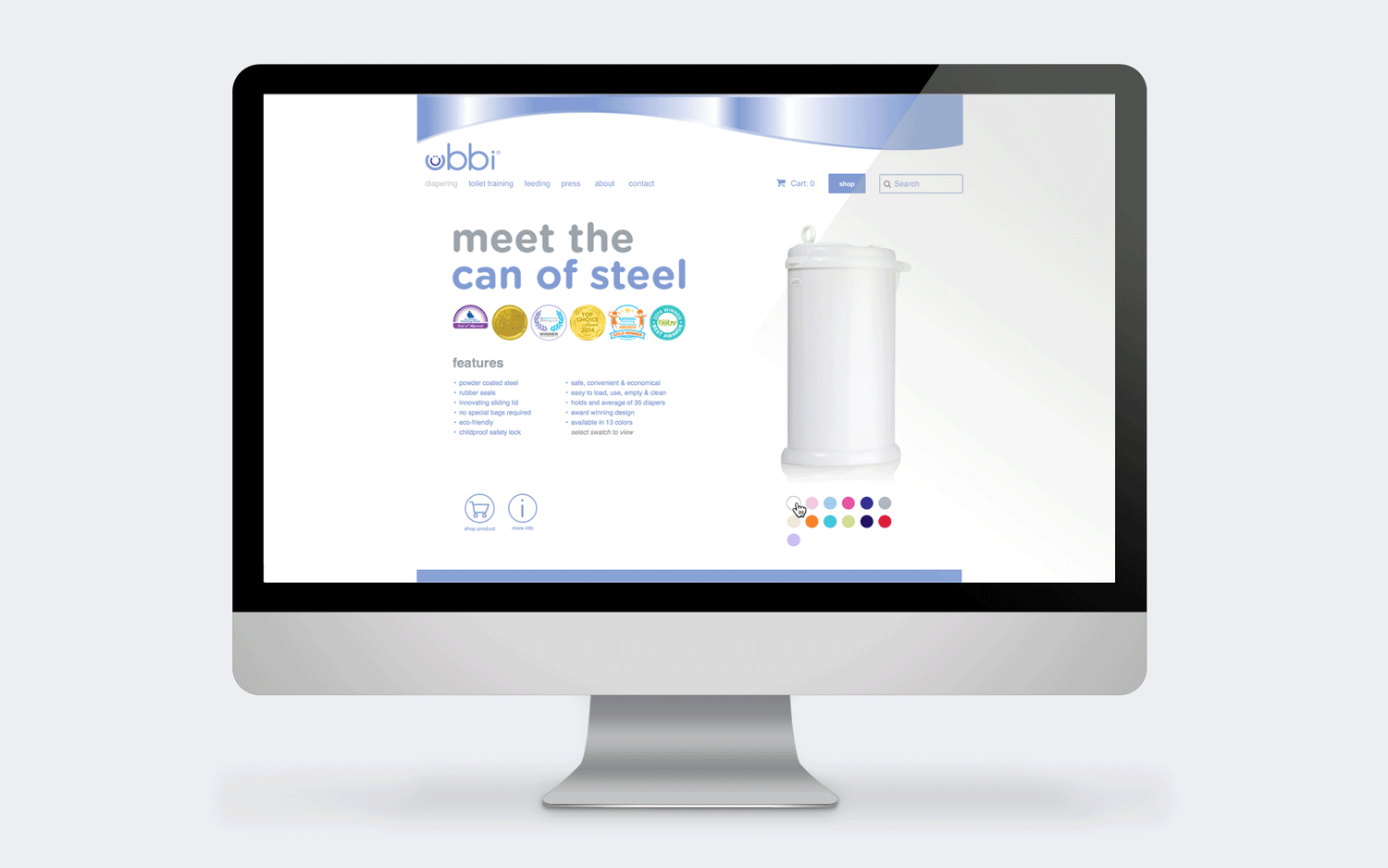  Product pages were designed introducing colour swatches and 360 view photography to further communicate details of products. 