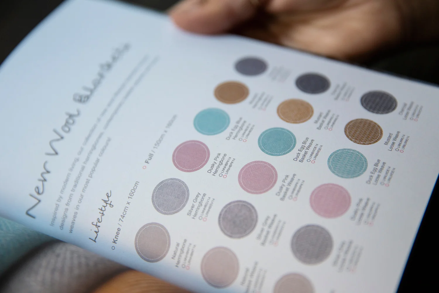 Graphic elements display the different sizing and corresponding item number of designs for ease of ordering online.