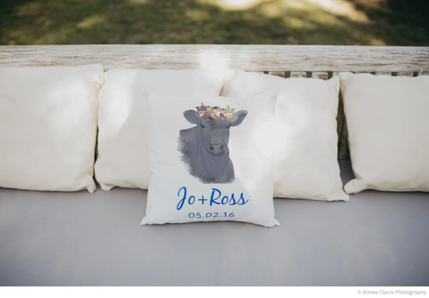  Pillows were created and used for decorating the couches at the reception. 