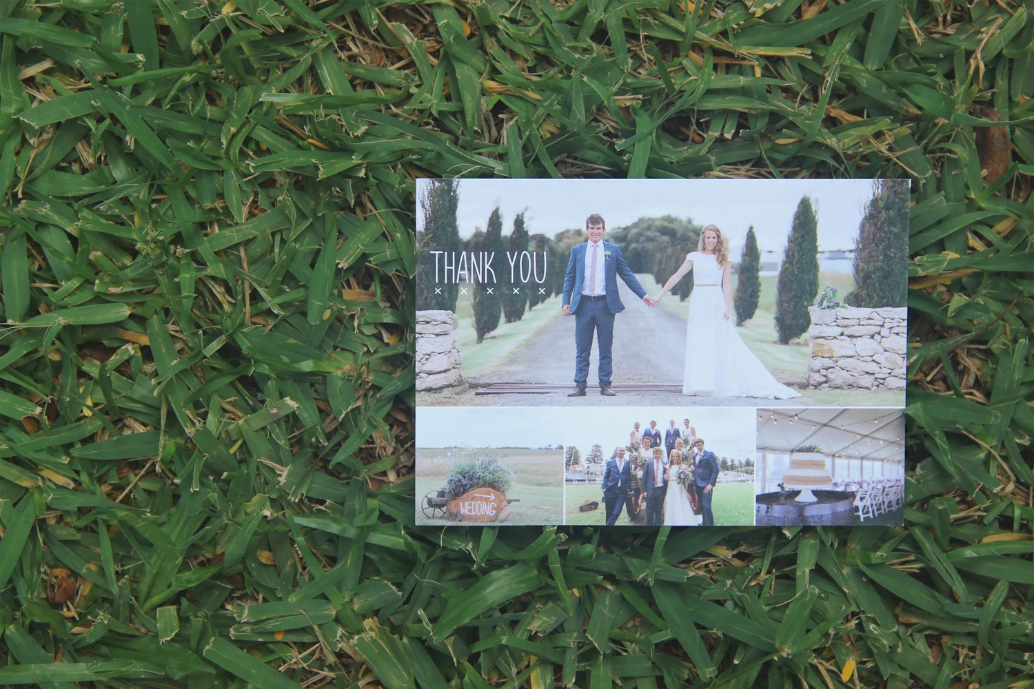  Thank you postcards were created following the designs from the invitation set and using photographs from the special day. 