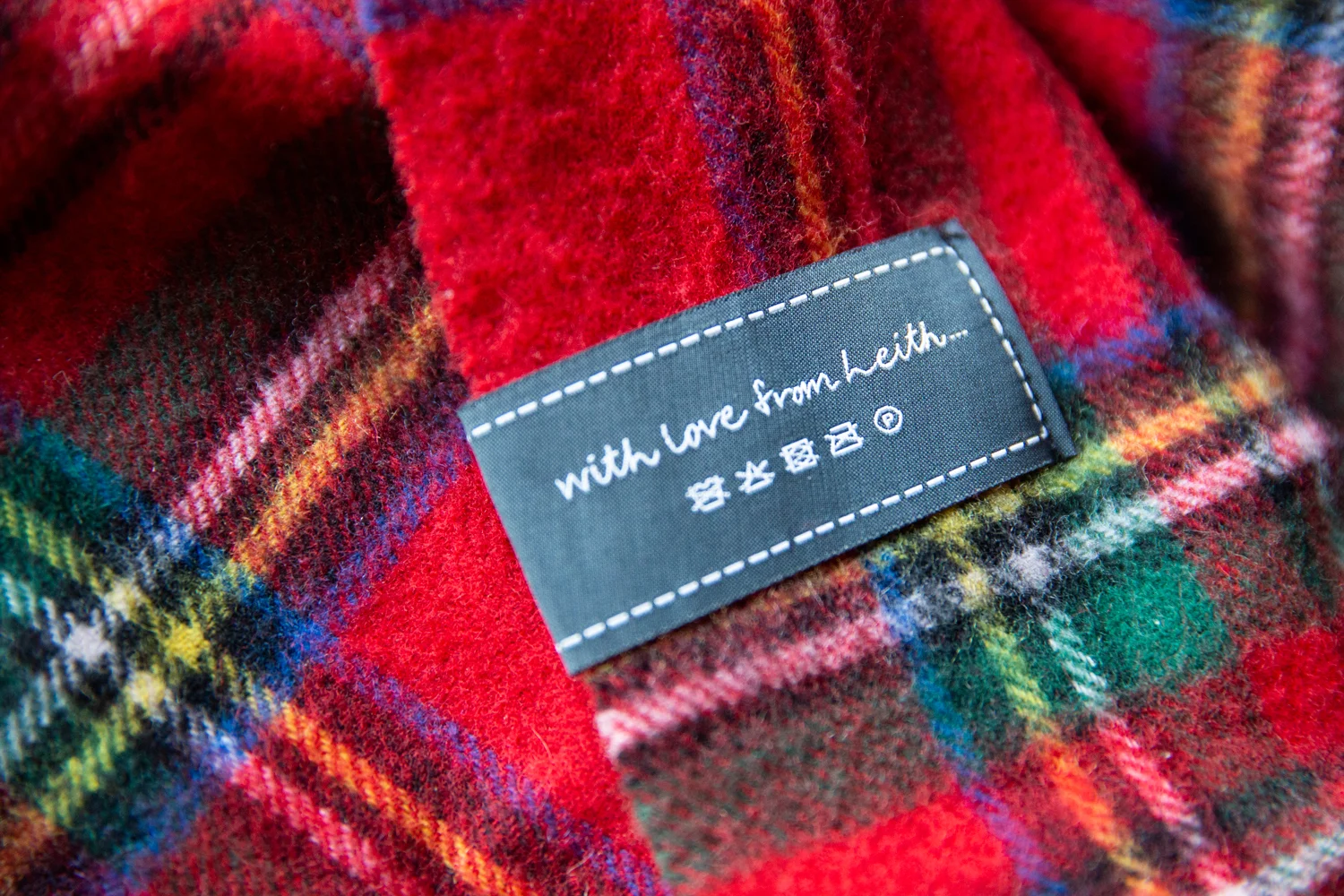  The Tartan Blanket Co. studio is located in Leith, Edinburgh so the phrase ‘with love from Leith’ was stitched on the backside of the labels to share the brands story as well as add a personal touch. 