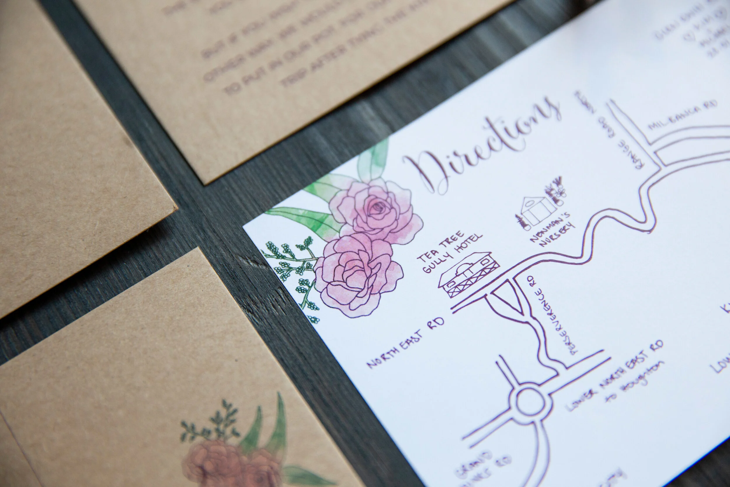  The map with directions to the wedding was hand drawn, creating a personal touch for the guests. 