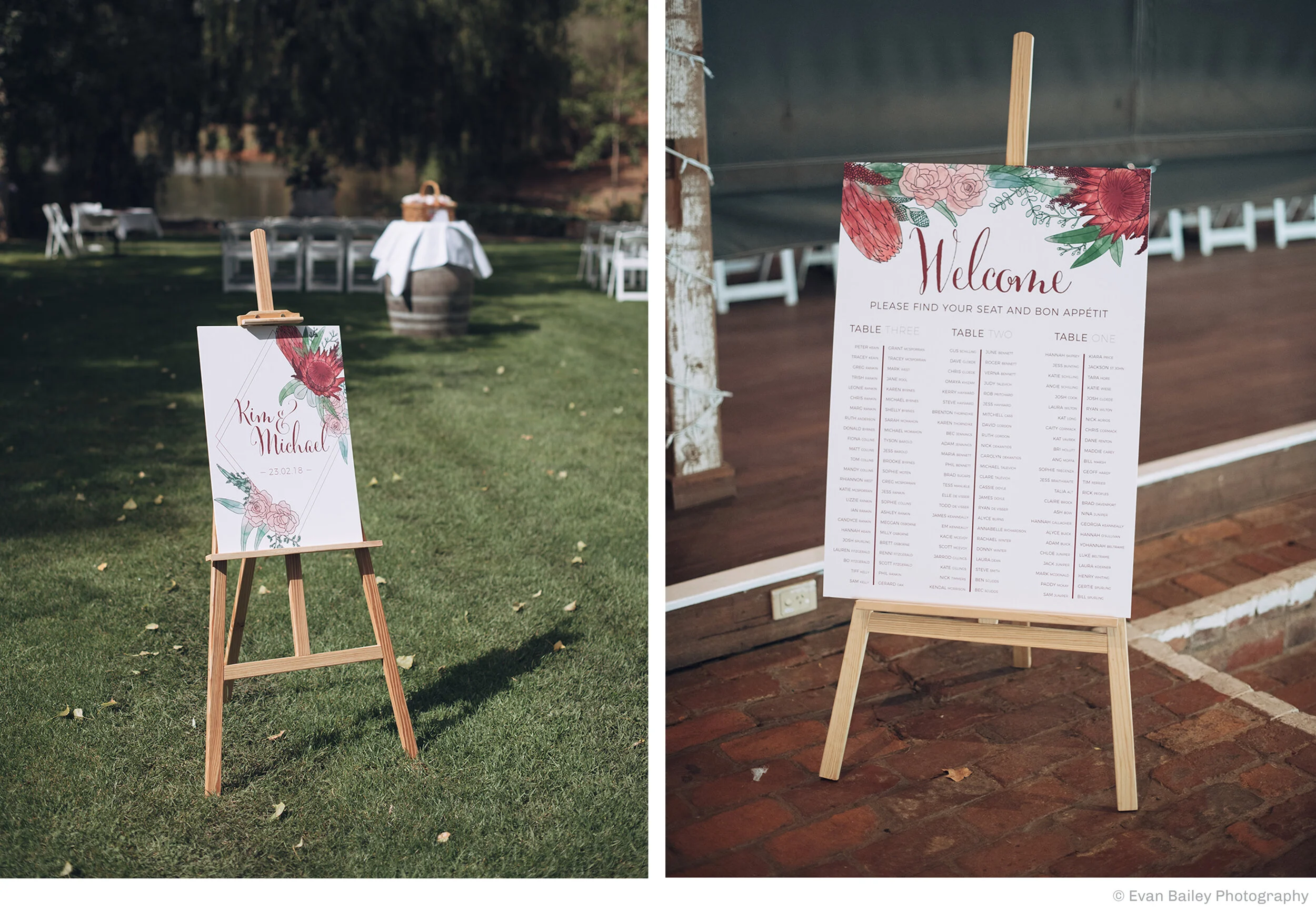  Signage from the day included the native flower illustrations matching the floral arrangements and the surrounding Australian bushland. 