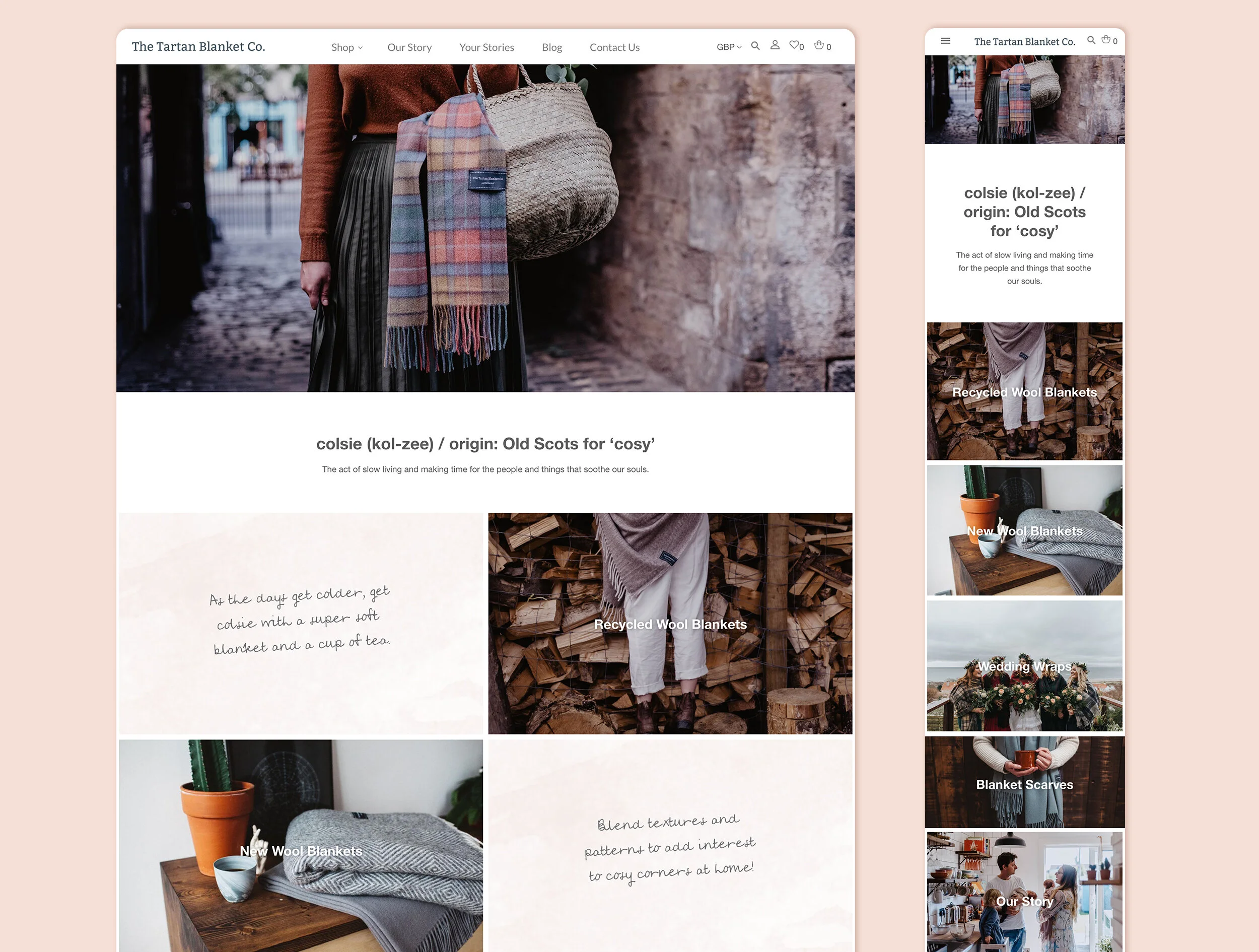  The site was designed to communicate the brand story as well as presenting the designs in a warm, welcoming way. 