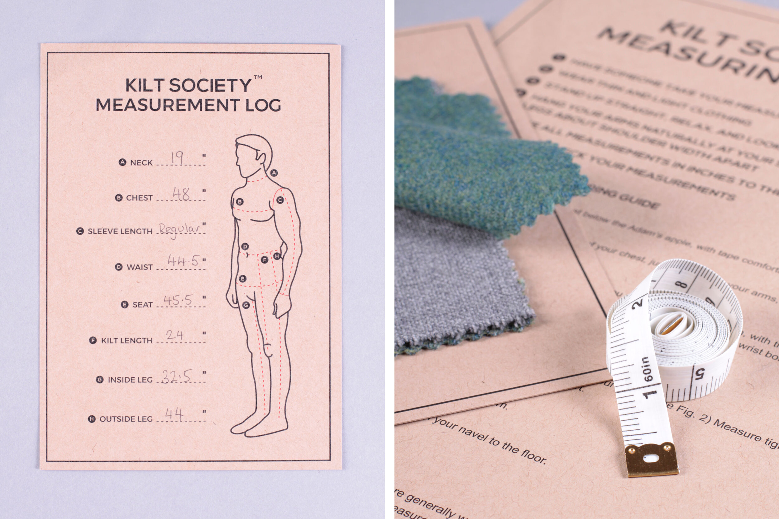  A measurement log and branded measuring tape were included in the pack giving the customer something to reference their measurements in the future. 