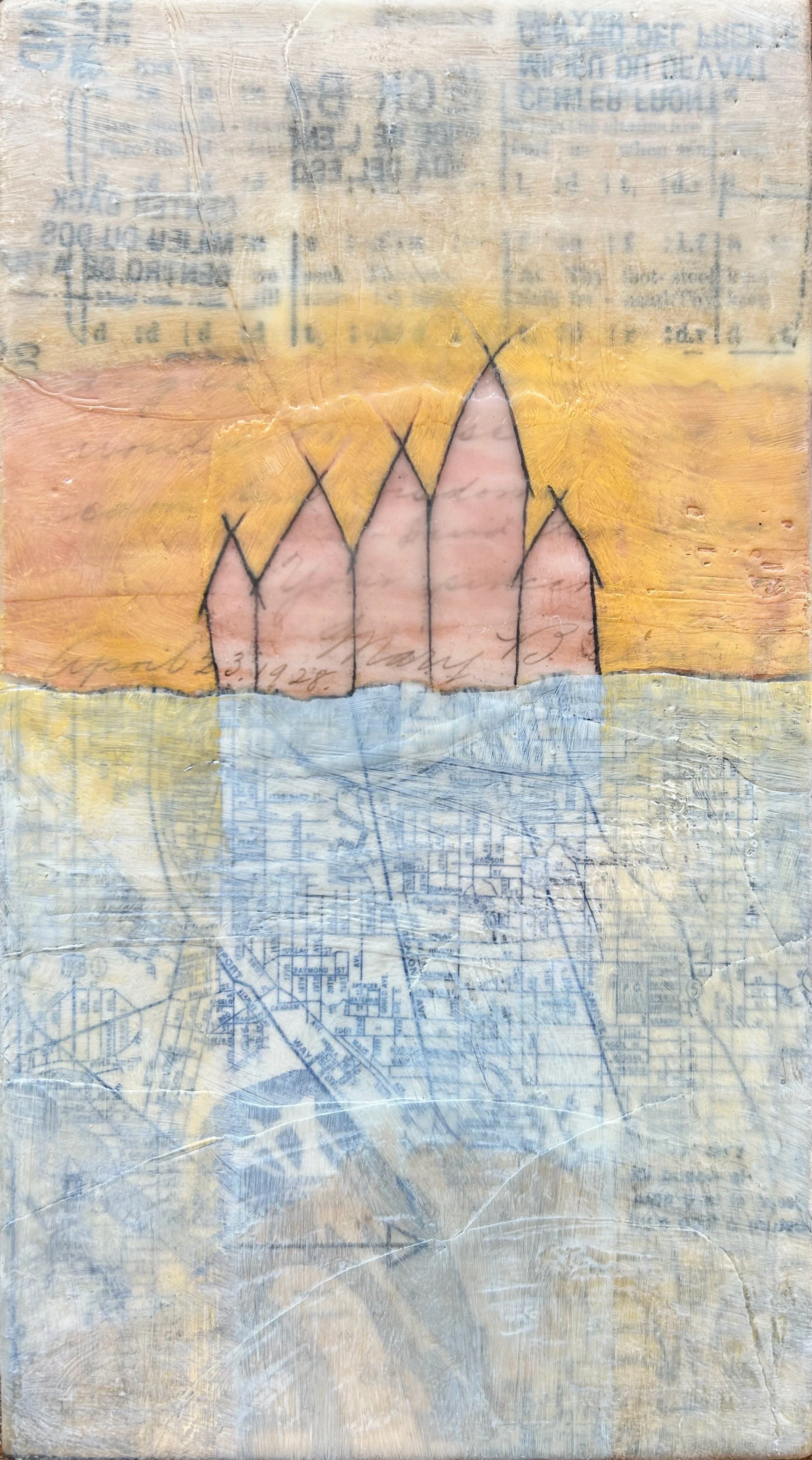 sticking it out, together - Original mixed-media encaustic painting