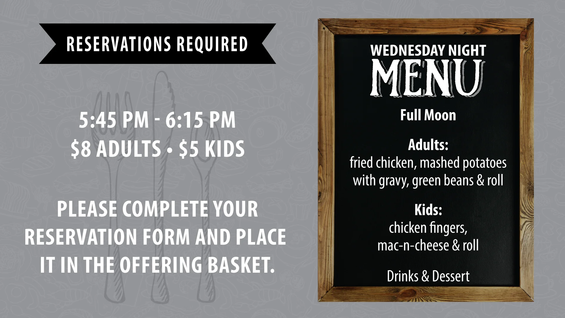 Wednesday Night Menu