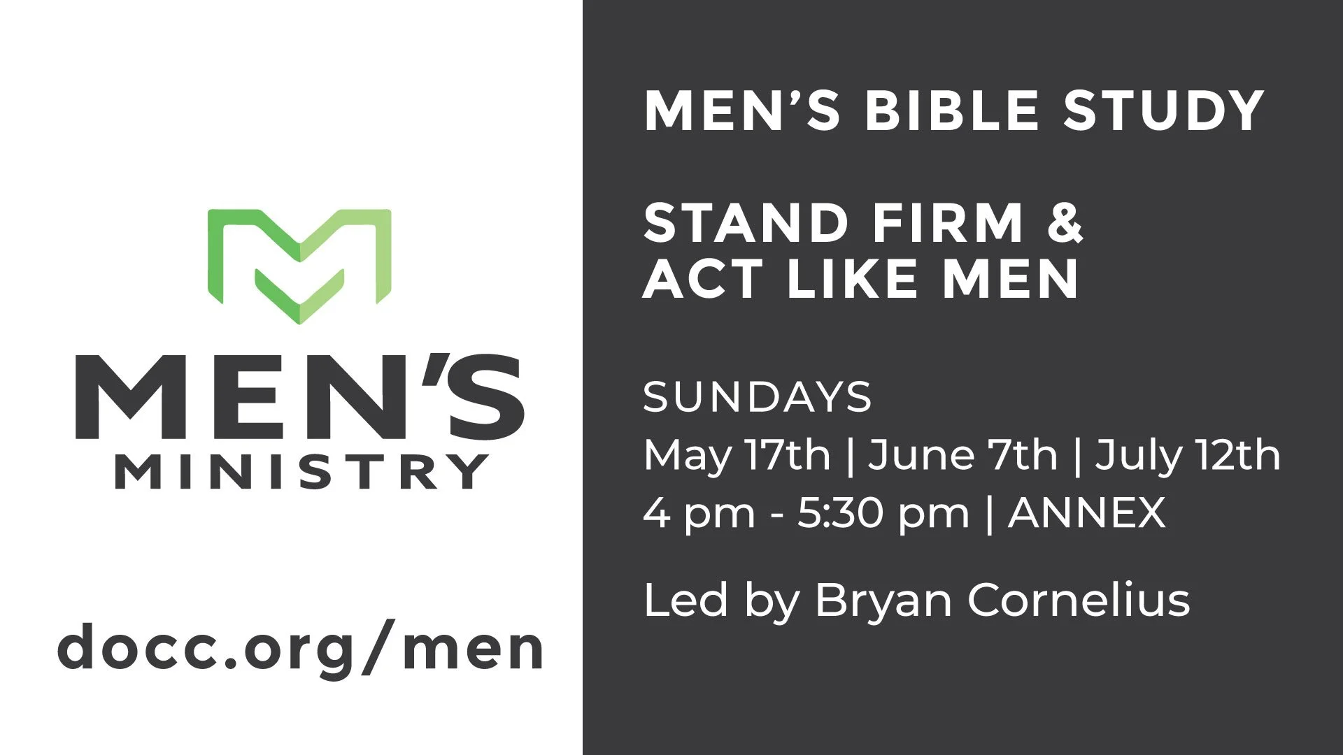 MEN'S BIBLE STUDY | STAND FIRM &amp; ACT LIKE MEN