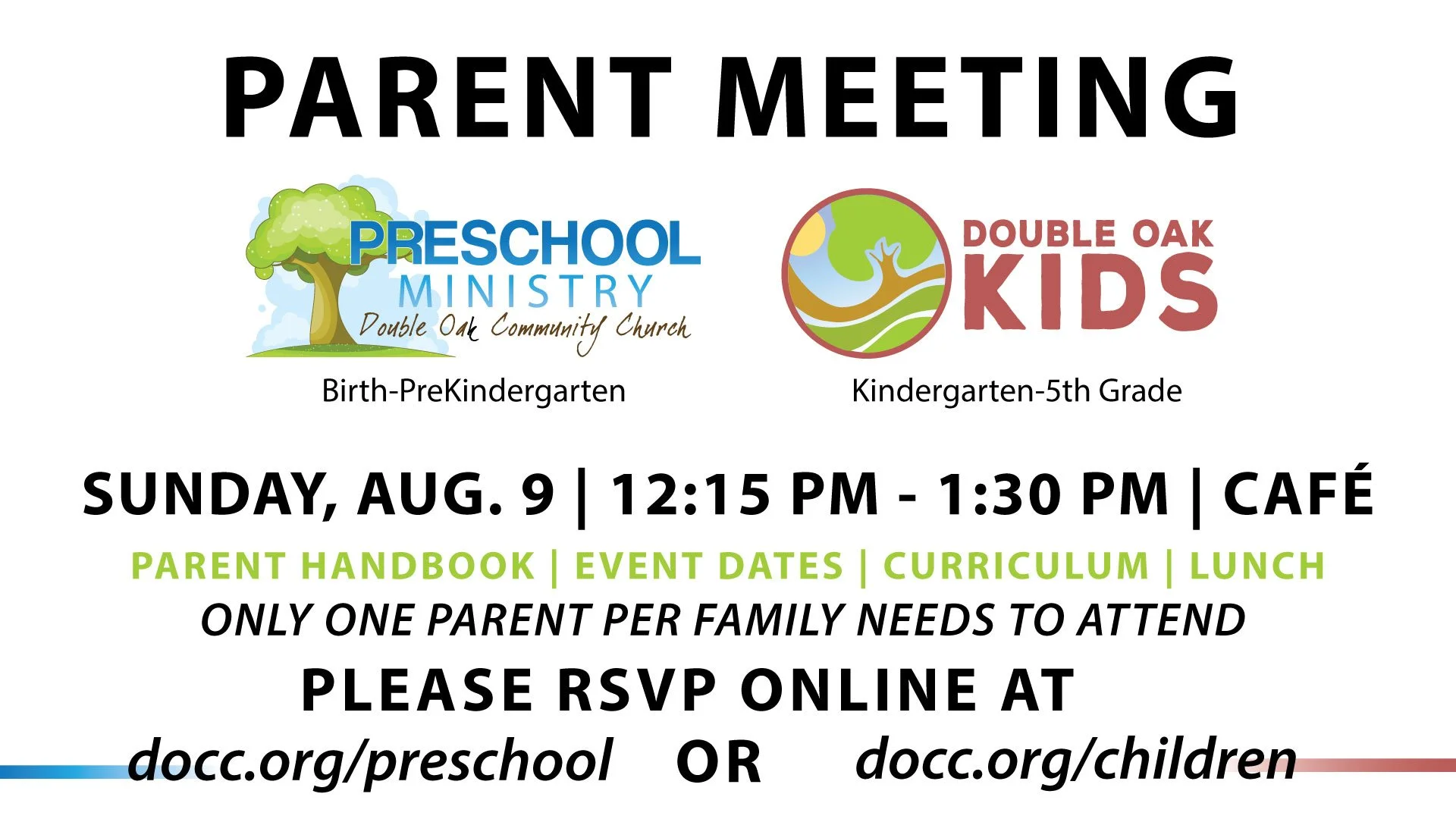 PARENT MEETING-PRESCHOOL &amp; CHILDREN'S