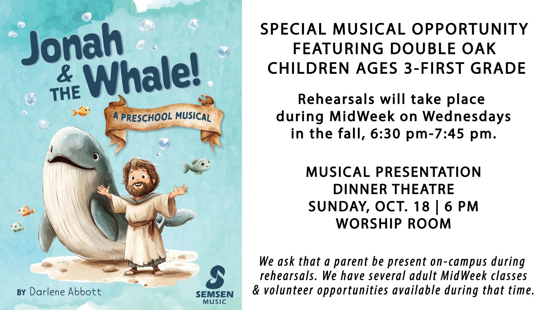 JONAH &amp; THE WHALE - YOUNGER  KIDS MUSICAL