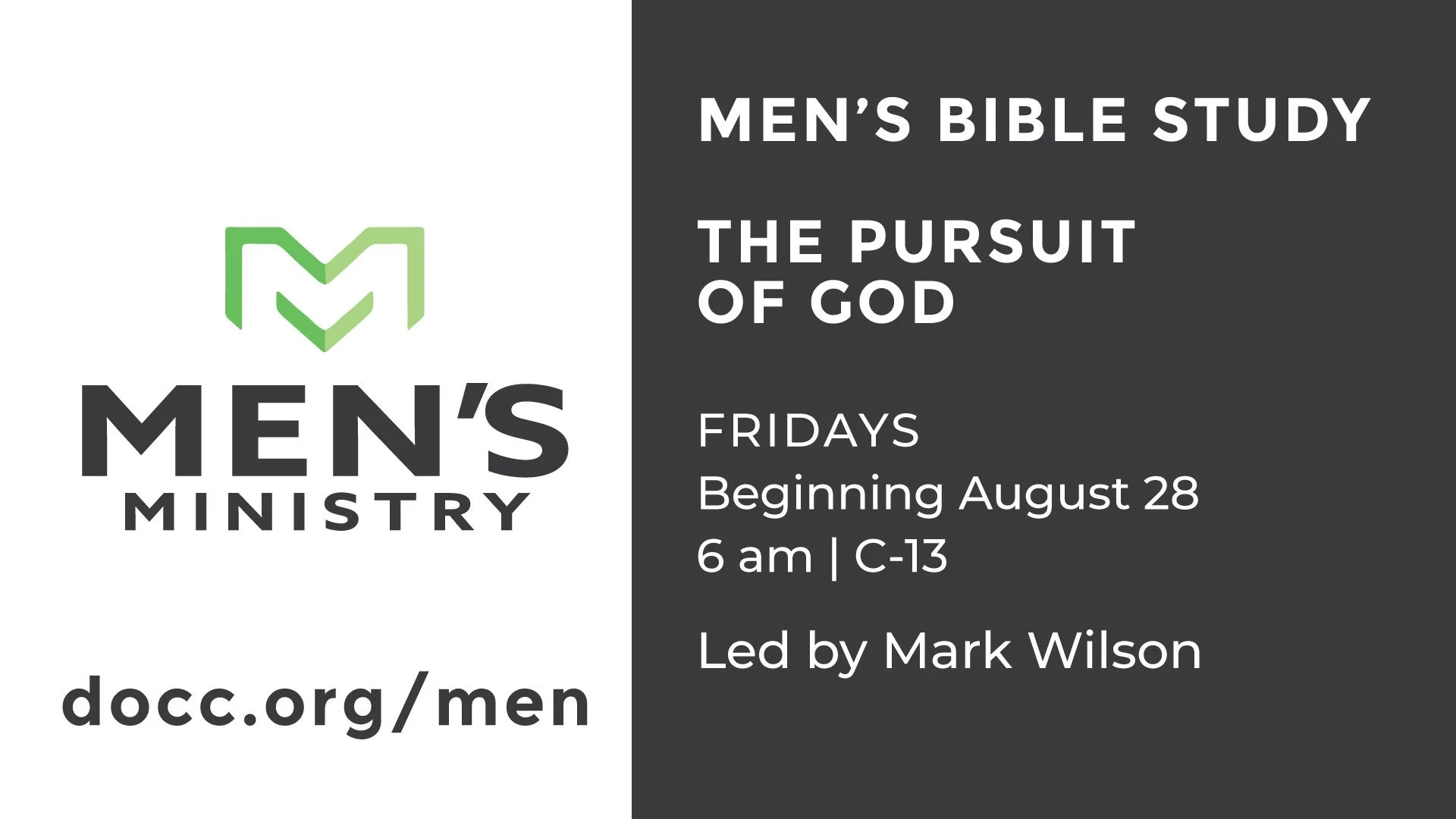 MEN'S BIBLE STUDY | THE PURSUIT OF GOD