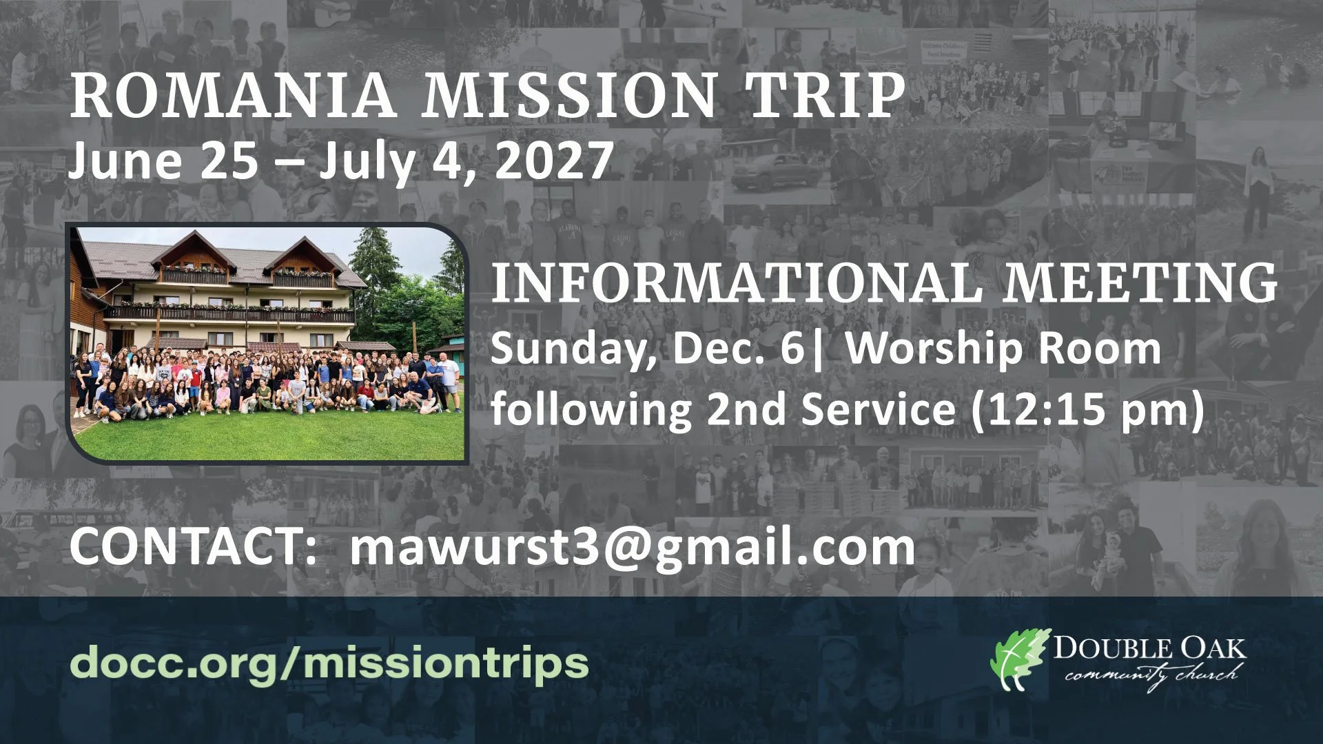 ROMANIA MISSION TRIP INFORMATIONAL MEETING